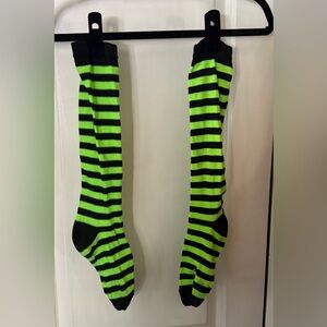 Striped Black and Green Stockings
